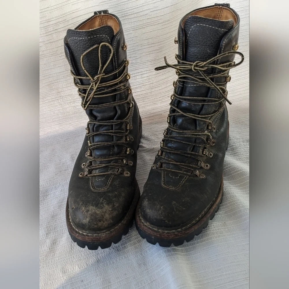 Vintage Herman Survivor Mans Dark Green Leather Combat Boot Size 8